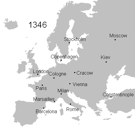 Spread of the Black Death in Europe (1346-53)