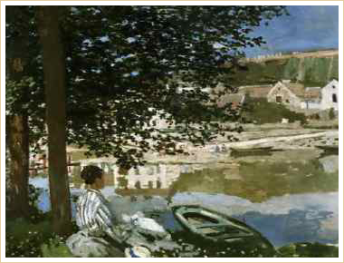 Claude Monet (1840-1926) <br> On the Seine at Bennecourt (1868)