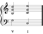 Imperfect authentic cadence in C major
