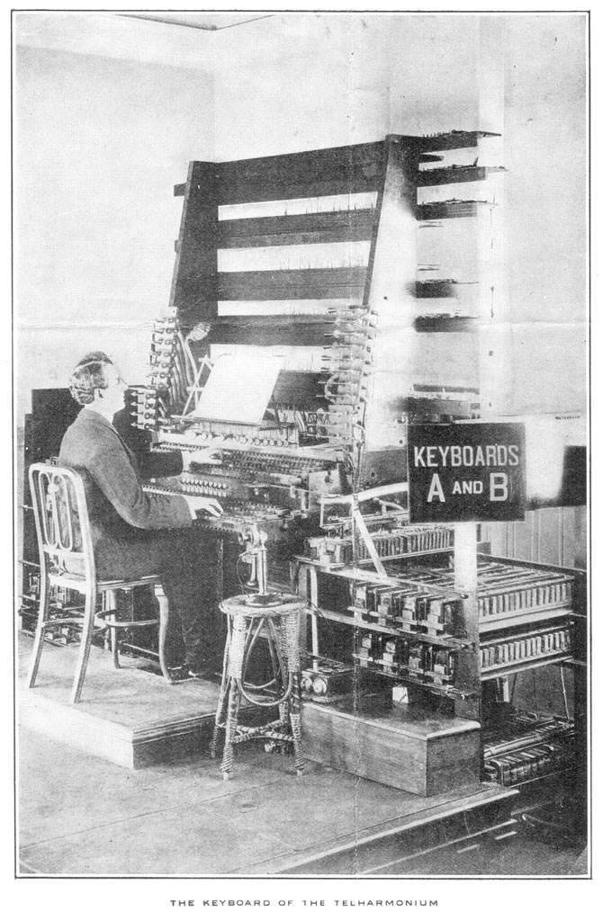 Thadeus Cahill at the console of the Telharmonium